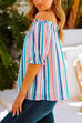 Camilladress Color Block Stripes Off Shoulder Frilled Top