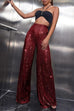 Camilladress Sparkly Elastic Waist Wide Leg Sequin Pants