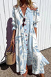 Camilladress Ruched Button Down Balloon Sleeves Printed Maxi Dress