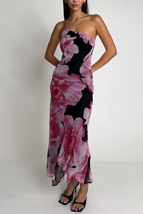 Camilladress One Shoulder Cut Out Floral Print Maxi Cami Dress