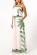 Camilladress Printed Square Collar Crop Tank Top Drawstring Waist Wide Leg Pants Set