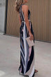 Camilladress Sleeveless Tie Waist Color Block Striped Maxi Dress