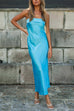 Camilladress Backless Tube Top Solid Satin Maxi Party Dress