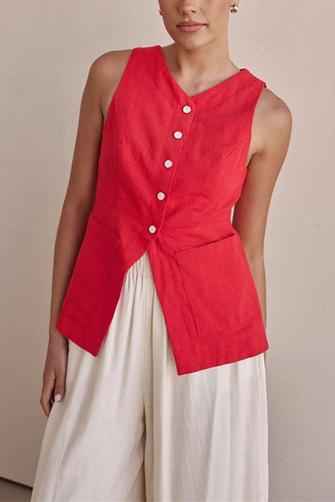 Camilladress Single Breasted Pocketed Solid Vest