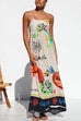 Camilladress Tie Back Cut Out Graffiti Print Flowy Maxi Cami Dress