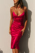 Camilladress Deep V Neck Tie Back Printed Satin Cami Dress