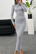 Camilladress Elegant Long Sleeves Ruched Bodycon Maxi Dress