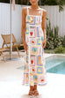 Camilladress Tie Back Ric Rac Trim Unique Print Maxi Cami Holiday Dress