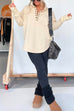 Camilladress Stand Collar Button Up Curve Hem Sweatshirt with Thumb Hole