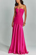 Camilladress Mesh V Neck Strapless Splice Flare Maxi Party Dress