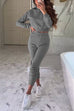 Camilladress Long Sleeves Hoodied Crop Sweatshirt Elastic Waist Joggers Loungewear Set