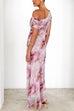 Asymmetric One Shoulder Ruched Waist Print Maxi Dress