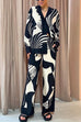 Camilladress Graphic Printed Long Sleeve Blouse Shirt Wide Leg Pants 2 Pieces Set