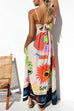 Camilladress Tie Back Cut Out Graffiti Print Flowy Maxi Cami Dress