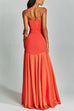 Camilladress Mesh V Neck Strapless Splice Flare Maxi Party Dress