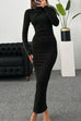 Camilladress Elegant Long Sleeves Ruched Bodycon Maxi Dress