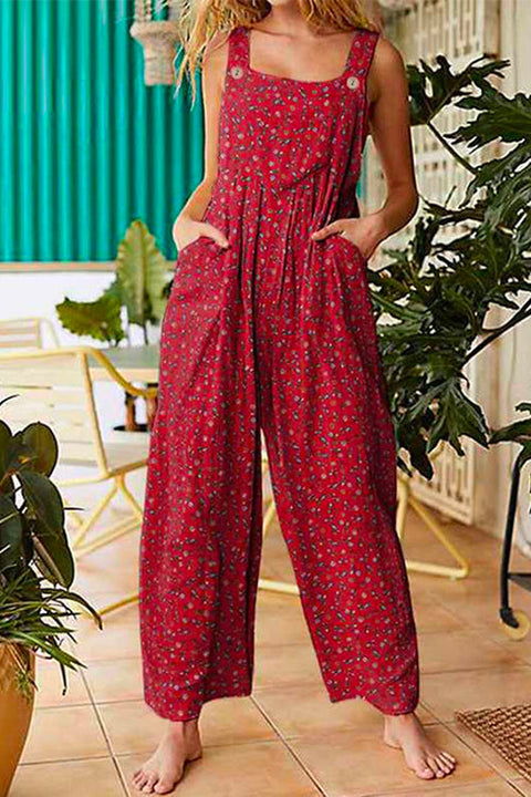 Camilladress Pocketed Wide Leg Floral Print Tank Jumpsuit