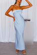 Camilladress Backless Tube Top Solid Satin Maxi Party Dress