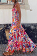 Camilladress Printed Smocked Ruffle Flowy Maxi Cami Holiday Dress