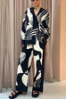 Camilladress Graphic Printed Long Sleeve Blouse Shirt Wide Leg Pants 2 Pieces Set