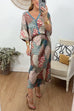 Camilladress 3/4 Sleeves Button Up Top and High Waist Maxi Skirt Printed Set