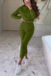 Camilladress Long Sleeves Hoodied Crop Sweatshirt Elastic Waist Joggers Loungewear Set