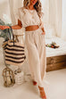 Camilladress Drawstring Hem Crop Top Wide Leg Pants Loungewear Set