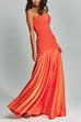 Camilladress Mesh V Neck Strapless Splice Flare Maxi Party Dress