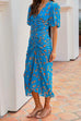 Camilladress V Neck Puff Sleeve Ruched Printed Bodycon Dress