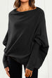 Camilladress Solid Batwing Sleeves Slouchy Knit Sweater