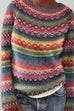 Camilladress Crewneck Vibrant Rainbow Chunky Knit Sweater(in 4 Patterns)