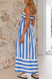 Camilladress Back Cut Out High Waist Striped Maxi Cami Dress