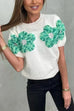 Camilladress Crewneck Short Sleeves 3D Flower Sweater Top