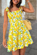 Camilladress Tie Shoulder Lemon Print Mini Cami Vacation Dress