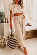 Camilladress Drawstring Hem Crop Top Wide Leg Pants Loungewear Set