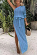 Camilladress One Shoulder Long Sleeve High Split Hollow Out Beach Dress