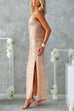 Sleeveless Open Back Slit Sequin Maxi Party Dress