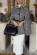 Elegant Button Down Houndstooth Poncho Coat