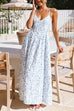 V Neck Bow Backless Floral Print Maxi Cami Dress