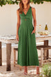 Camilladress Ruched V Neck Cut Out Sleeveless Wide Leg Jumpsuit