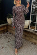 Camilladress Boat Neck Bell Sleeves Animal Print Maxi Dress