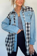 Camilladress Button Up Pocketed Plaid Splice Shacket