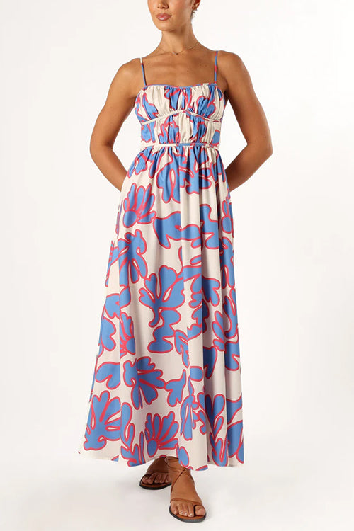 Camilladress Spaghetti Strap High Waist Printed Maxi Holiday Dress