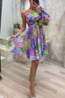 Camilladress Ruched One Shoulder Waisted Floral Print Flowy Dress