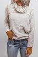 Camilladress Casual Cowl Neck Color Block Pullover with Thumb Hole