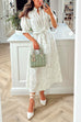 V Neck Half Sleeves Tie Waist Floral Midi Flowy Dress