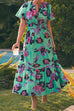 Camilladress V Neck High Waist Floral Print A-line Maxi Dress