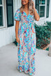 Camilladress V Neck Short Sleeve High Waist Printed Maxi Swing Dress