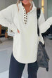 Camilladress Stand Collar Button Up Curve Hem Sweatshirt with Thumb Hole