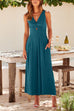 Camilladress Ruched V Neck Cut Out Sleeveless Wide Leg Jumpsuit